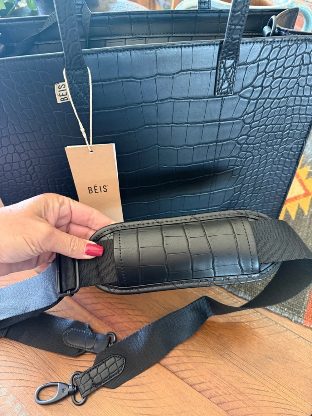 BEIS Black Croc Work Tote - Picture 8 of 10